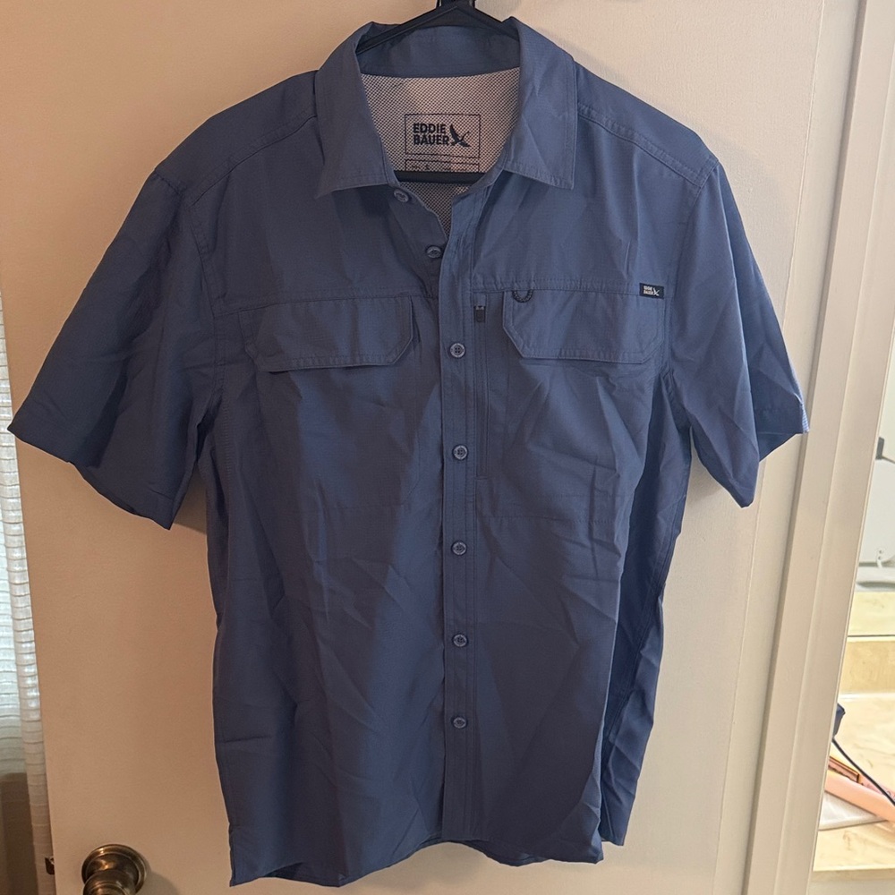 Eddie Bauer Men's Casual Blue Button Down Shirt
